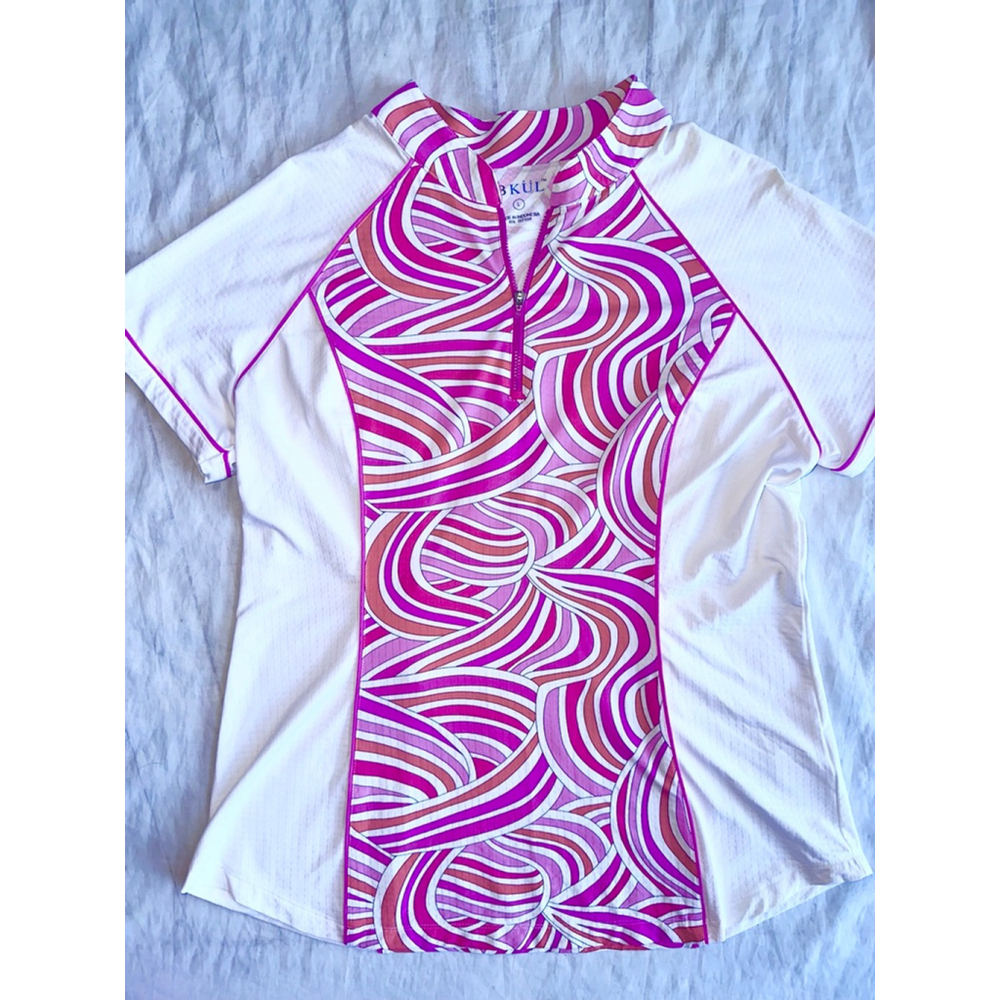 NWOT Women’s Large IBKUL Mock Neck SS Golf 1/4 Zip Golf Activewear Shirt